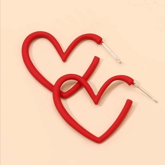 LAST ONE HEART HOOP HEART S Dangle Heart Earrings Valentines Day Earrings Hoop - Picture 2 of 4